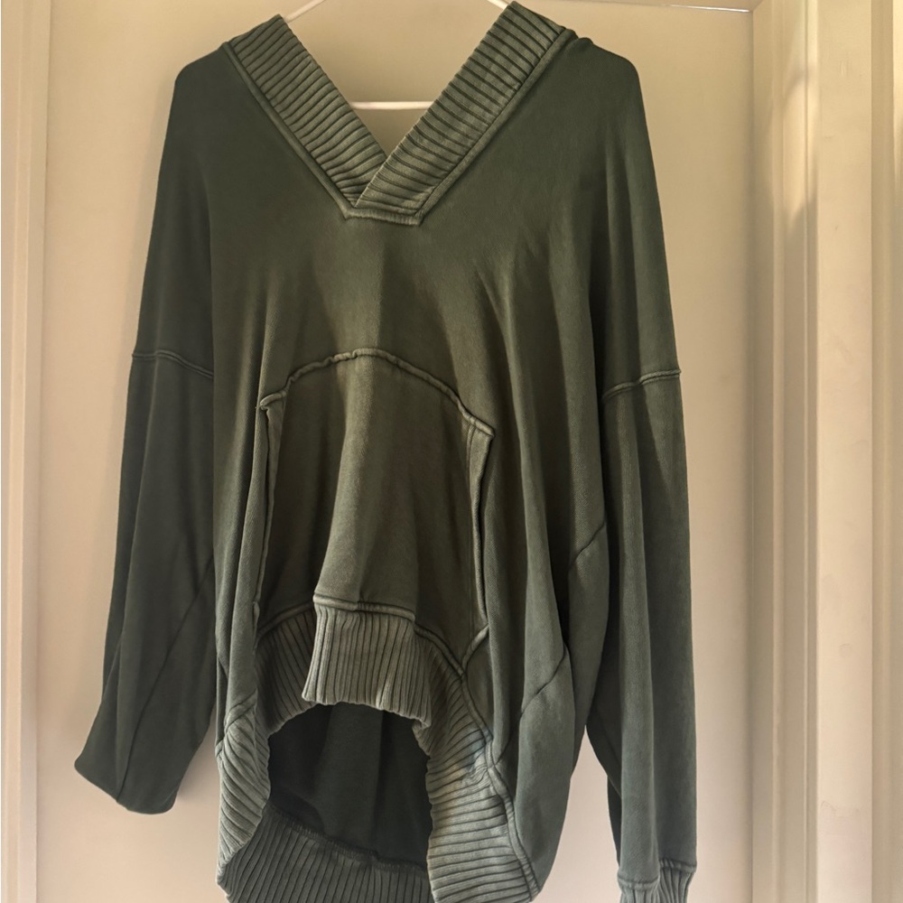 aerie Olive Green Knit Pullover with V-Neck
